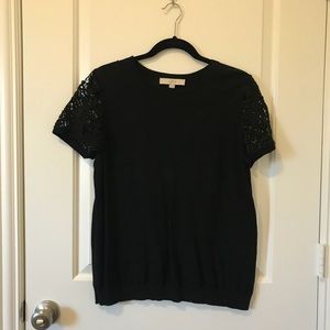 Black short sleeved sweater